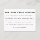 Nazorginstructies voor doorboren van knopen visitekaartje (Voorkant)