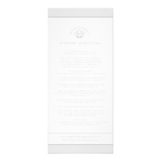 Nazorginstructies voor het boren van oren reclamekaart (Voorkant)