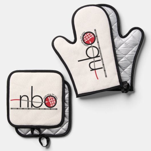 NBO 25e Jubileum Pot Holders en Mitt Ovenwant & Pannenlap Set (Voorkant / Achterkant)