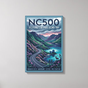 NC500 Schotland's ultieme roadtrip reisposter Canvas Afdruk