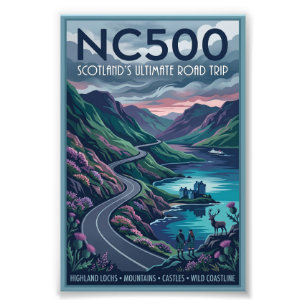 NC500 Schotland's ultieme roadtrip-reisposter Foto Afdruk