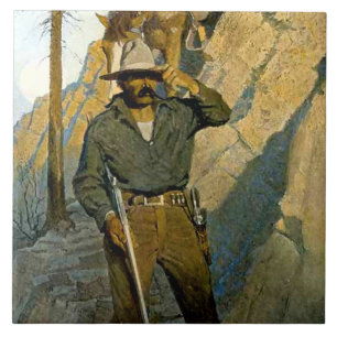 NC Wyeth Historical Painting "The Sheriff" Tegeltje