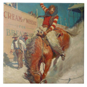 NC Wyeth historisch schilderij "De rodeo" Tegeltje