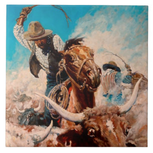 NC Wyeth Painting "Cutting Out" Tegeltje