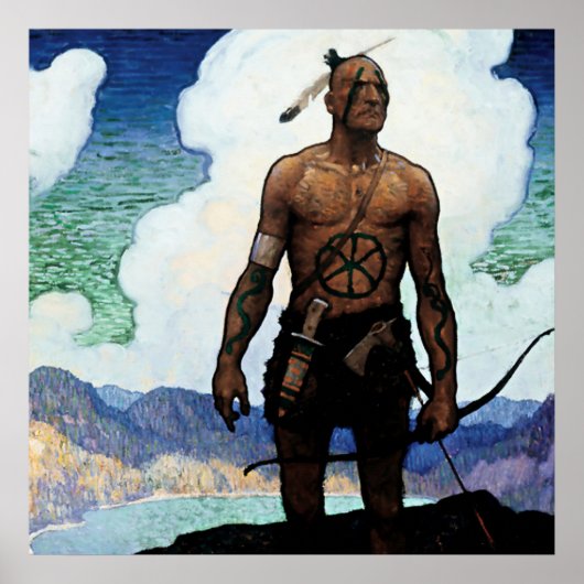 NC Wyeth-schilderij “Last of the Mohicans” Poster (Voorkant)