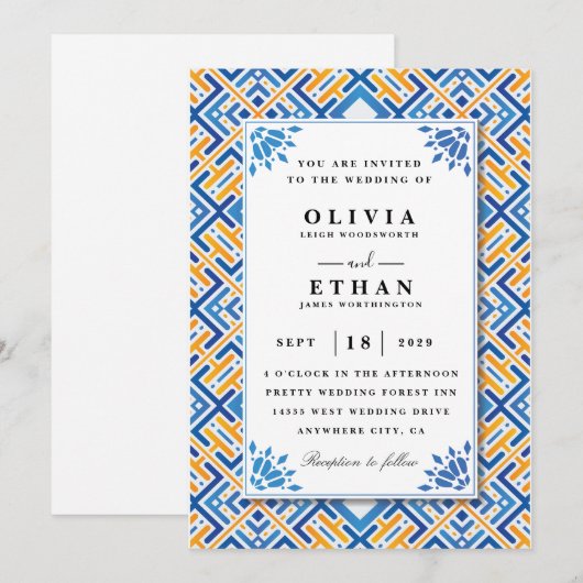 Ndebele invitations traditionnelles de mariage (Devant / Derrière)