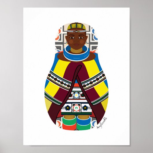 Ndebele, Zuid-Afrikaans Matryoshka-Poster Poster (Voorkant)