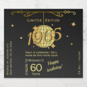 Né 1965 60e anniversaire étiquette bouteille noire (Étiquettes simples)