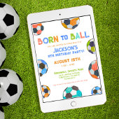 Né à Ball Colorful Soccer Invitation Anniversaire