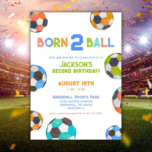 Né à Ball Fun Soccer 2e Invitation anniversaire