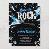 Né à ROCK Baby shower Invitation, Invitation de gu (Devant / Derrière)