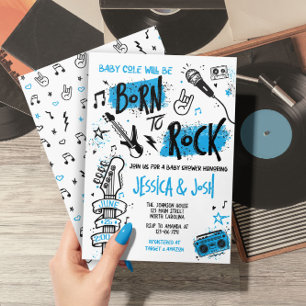 Né À Rock Boy Baby shower Invitation