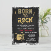 Né à Rock Rock Star Baby shower Invitation (Debout devant)