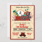 Né À Rocks Musique Anniversaire Invitation Garçon (Devant)