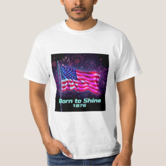 Né à Shine - 1776 T-shirt au pavillon Neon Glitch