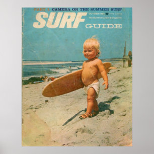 Né Au Surf Poster de surf Vintage mignon