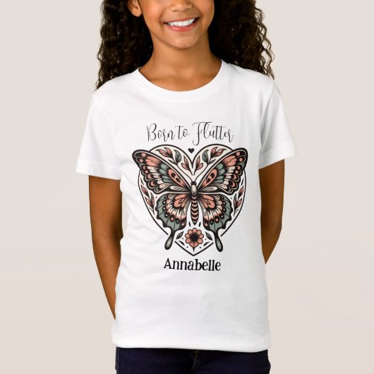 Né au T-shirt blanc Fbattement Boho Butterfly (Devant)