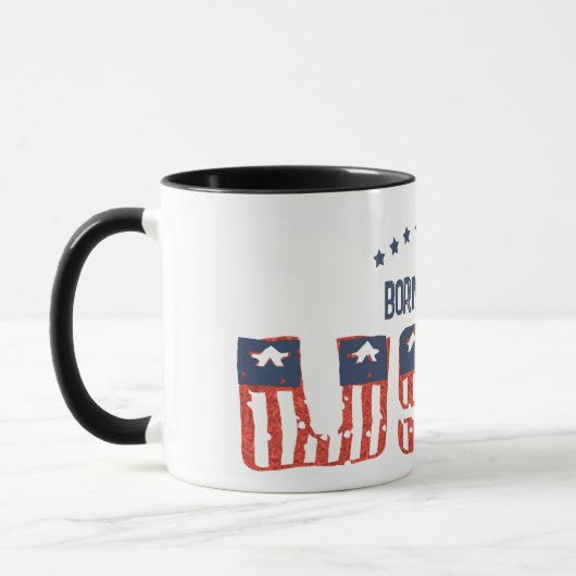 Né aux USA Grunge Version Patriotic Mug (Gauche)