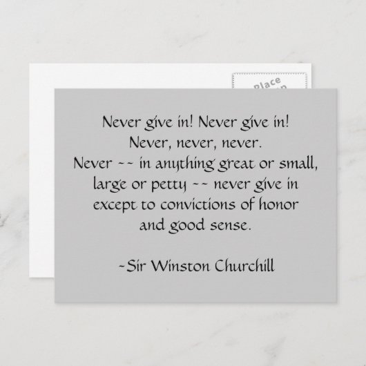 Ne cède jamais ! Carte postale (Devant / Derrière)