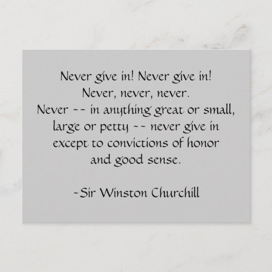 Ne cède jamais ! Carte postale (Devant)