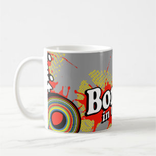 "Né dans les années 80" logo gris fusain mug rétro