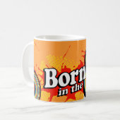 "Né dans les années 80" logo orange mug rétro (Devant gauche)