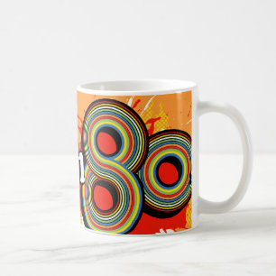 "Né dans les années 80" logo orange mug rétro