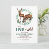 Né Deux Be Wild Woodland Anniversaire Invitation G (Debout devant)