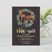 Né Deux Be Wild Woodland Anniversaire Invitation G (Debout devant)