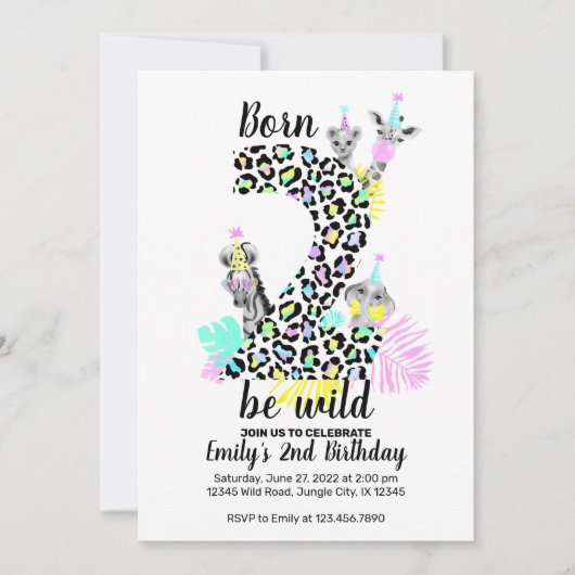 Né deux être sauvage 2e invitation anniversaire (Devant)