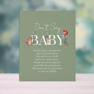 Ne dites pas Baby Woodland Sage Vert Baby Shower