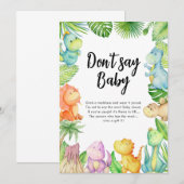 Ne dites pas bébé Dinosaur Baby shower Carte de je (Devant / Derrière)