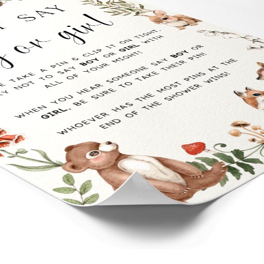 Ne dites pas Poster de jeu de Baby shower garçon o (Coin)