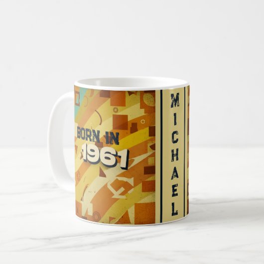 Né en 1961 Nom Mug - 60s Retro Geometry Design (Devant gauche)