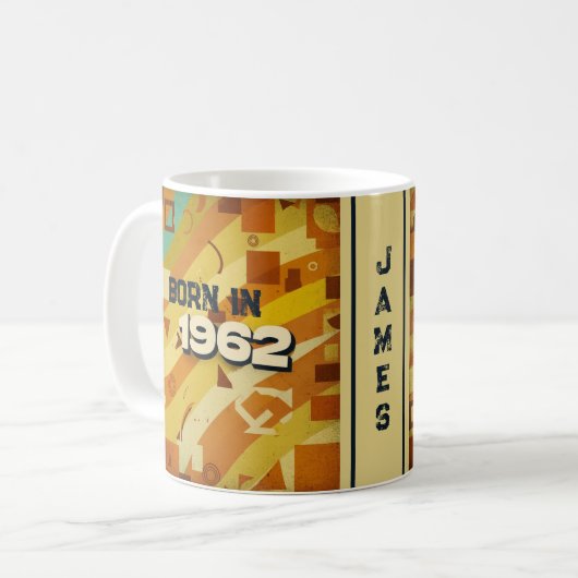 Né en 1962 Nom Mug - 60s Retro Geometry Design (Devant gauche)