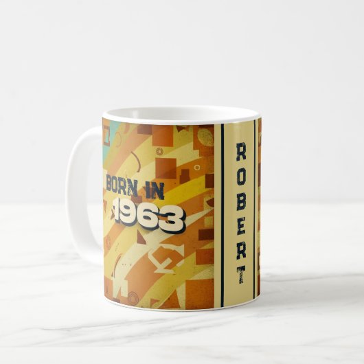 Né en 1963 Nom Mug - 60s Retro Geometry Design (Devant gauche)