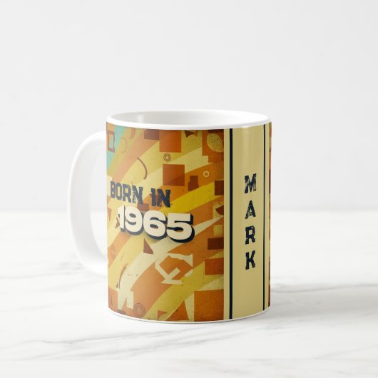 Né en 1965 Nom Mug - 60s Retro Geometry Design (Devant gauche)