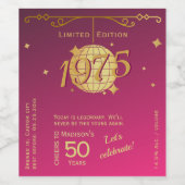 né en 1975 50e anniversaire vin Étiquette (Étiquettes simples)