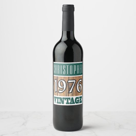 Né en 1976 Année de naissance Étiquette de vin (Devant)
