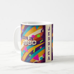 Né en 1980 Mug personnalisé - 80s Neon Geometry