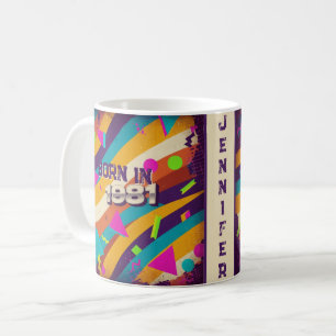 Né en 1981 Mug personnalisé - 80s Neon Geometry