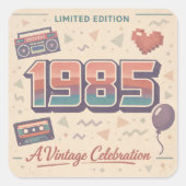 Né en 1985 Autocollant Rétro | Nostalgie des Année (Devant)