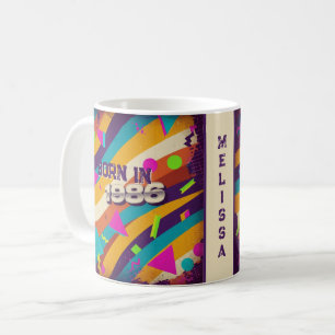 Né en 1986 Mug personnalisé - 80s Neon Geometry