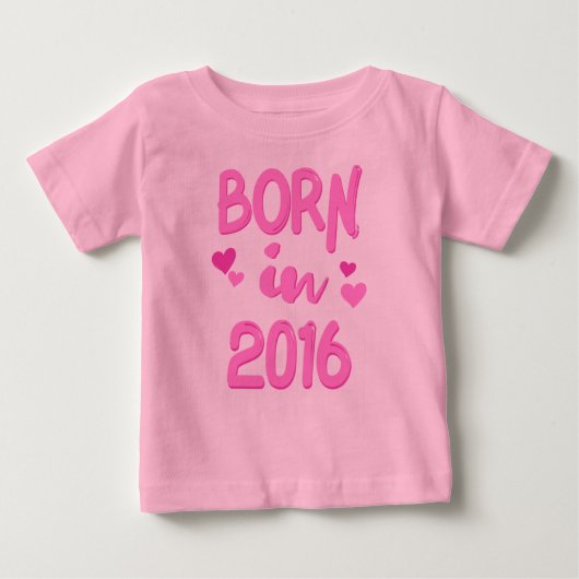 Né en 2016 T-shirt fille bébé (Devant)
