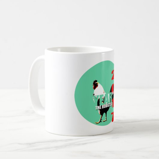 Né en 2017 Année du coq dans Green Circle Mug 2 (Devant gauche)