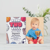 Né Invitation à deux balles avec photo (Debout devant)