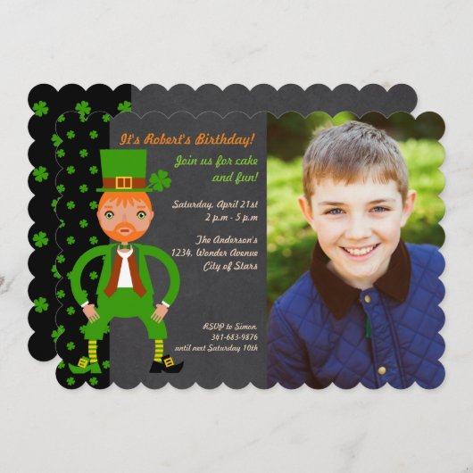 Né Irish Birthday Party Photo Invitation (Devant / Derrière)