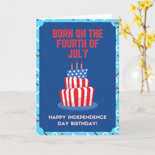 Né le 4 juillet Carte d'anniversaire (Fleur jaune)