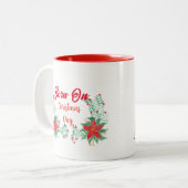 Né le jour de Noël Rouge & blanc Mug à deux tons (Devant gauche)