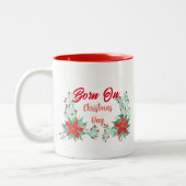 Né le jour de Noël Rouge & blanc Mug à deux tons (Gauche)